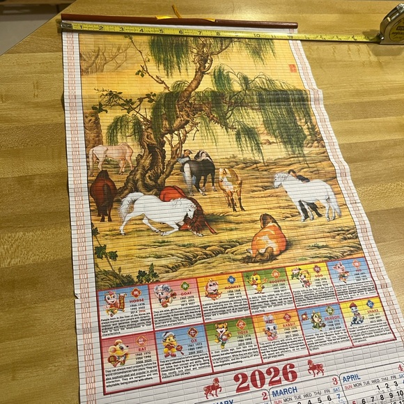 ( 0439) 2026 Farm Animal Wall Calendar. Chinese Zodiac Fire Horse Year - Picture 5 of 9